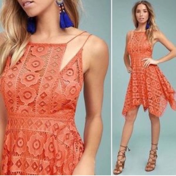 Free people orange lace dress - Picture 3 of 9